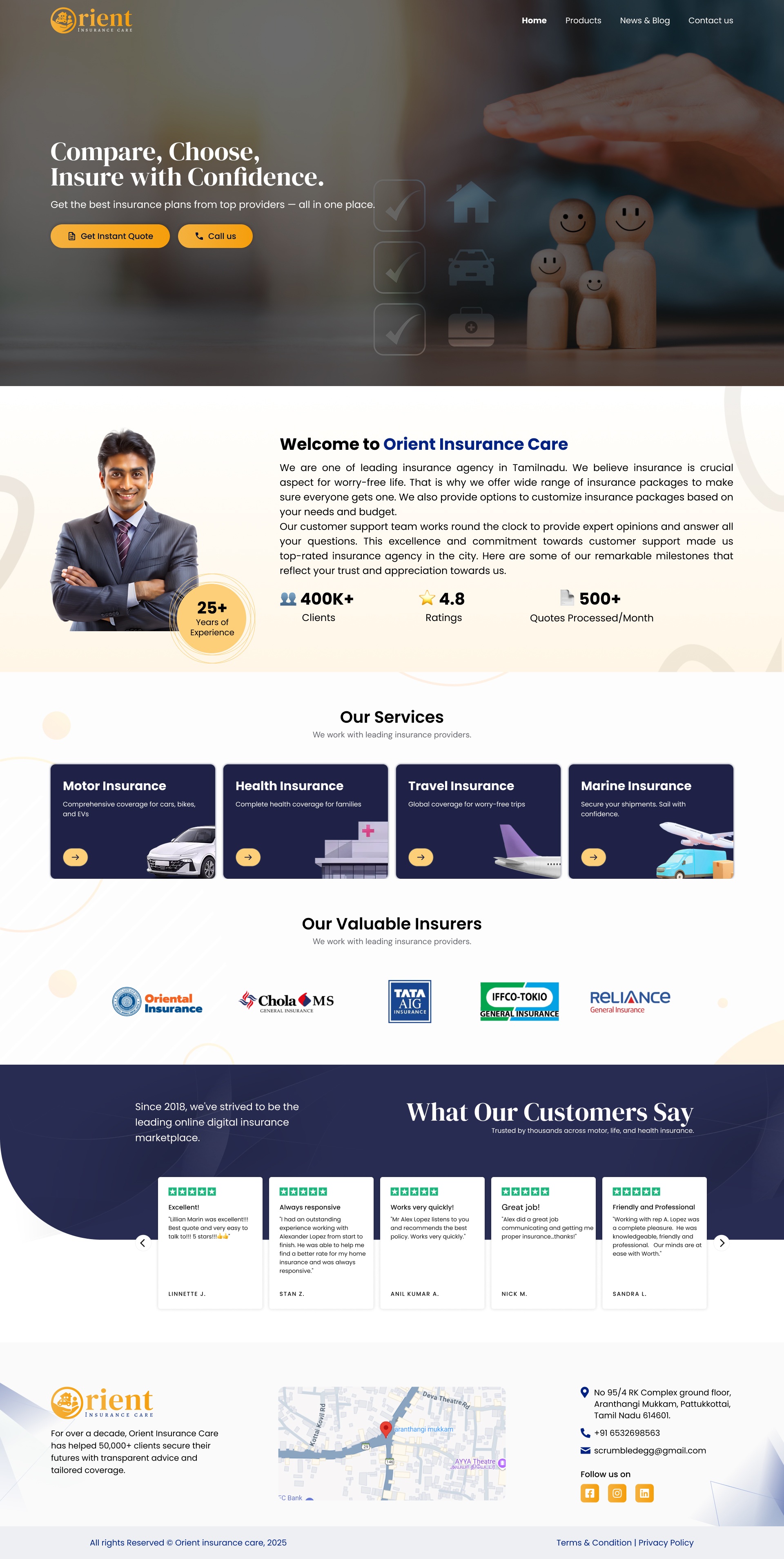 Orient insuarnce care banner